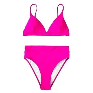 NEW Bright Neon Pink Bikini Set Women’s Size Large Swimsuit Bathing Suit
